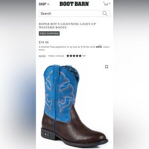 Roper boys light up western boots